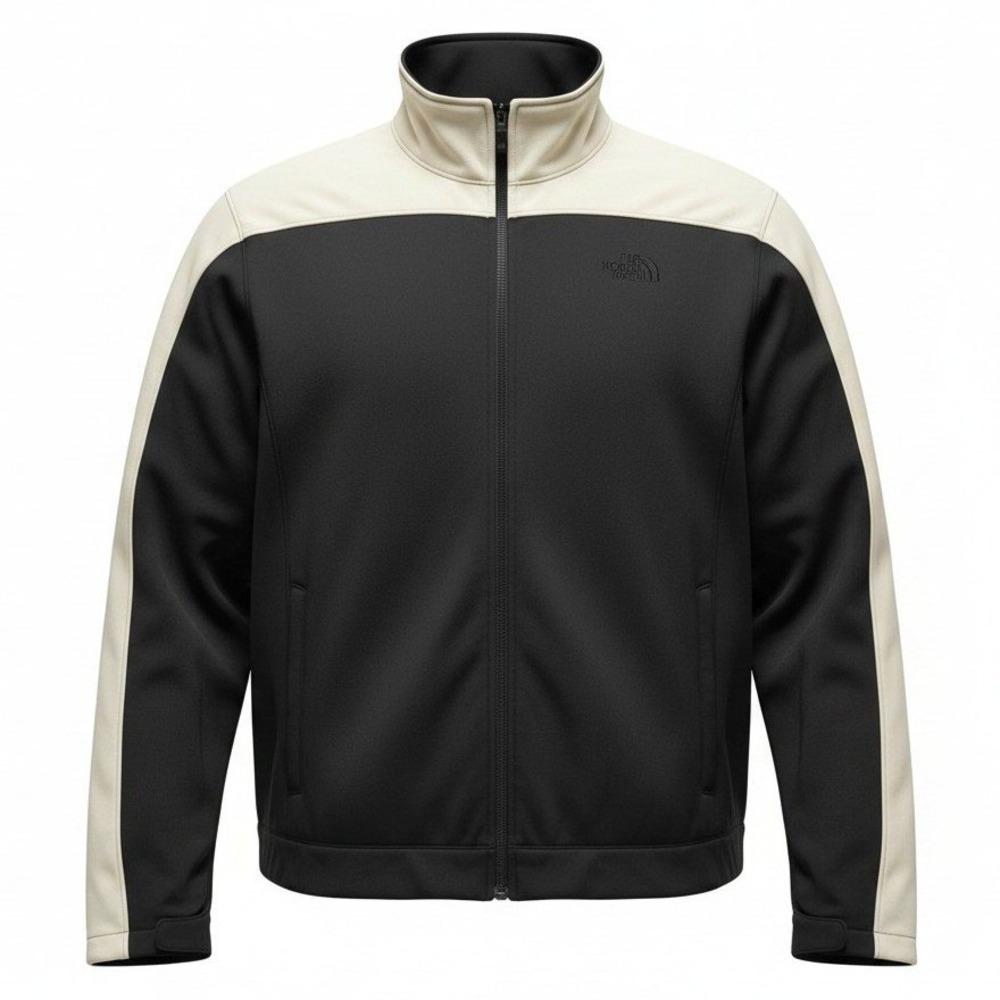 The North Face Softshell Jacket Mens XXL Black Cream Full Zip Fleece Lined